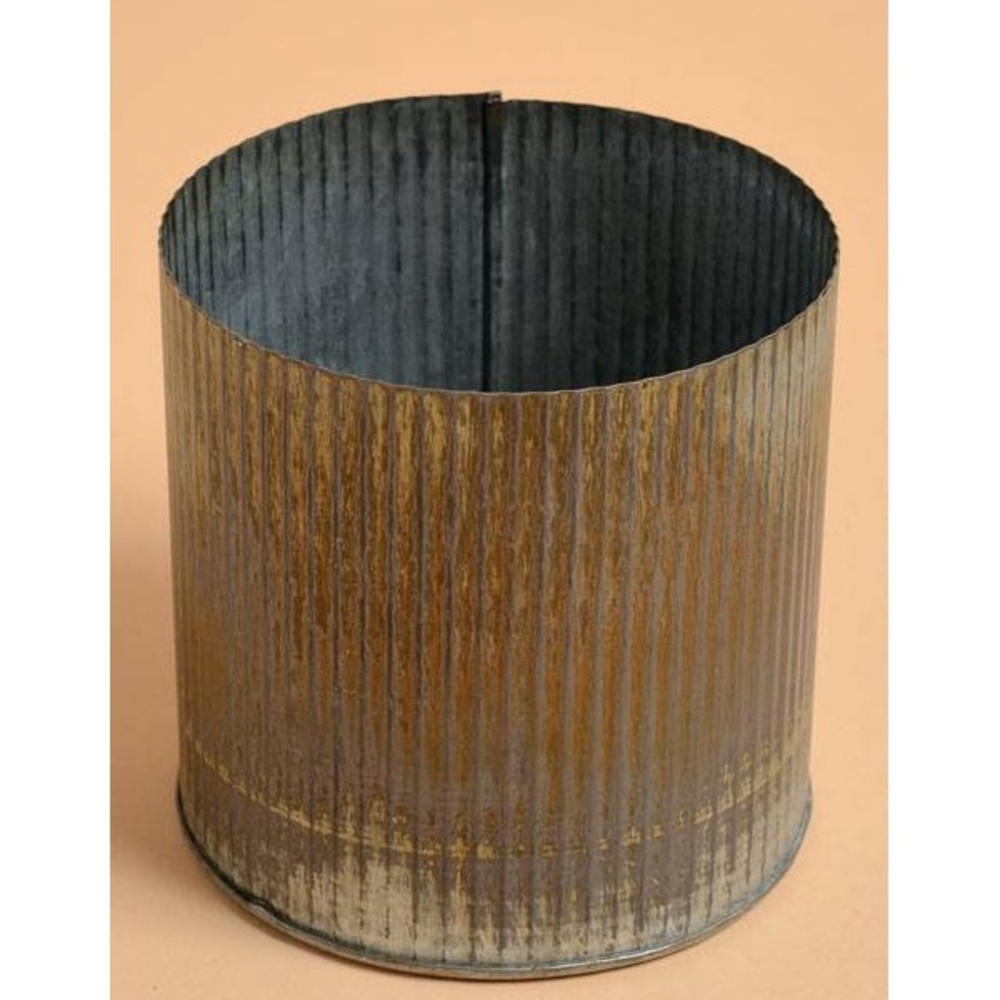 New 5" X 5" NORAH VASE ZINC RUSTED
GRAY Rustic Metal Planter Grey5